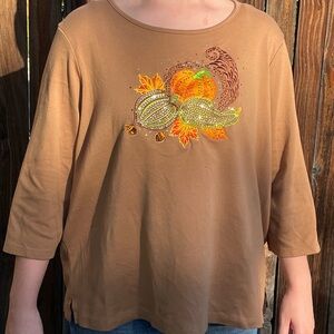 2X Quacker Factory brown autumn shirt